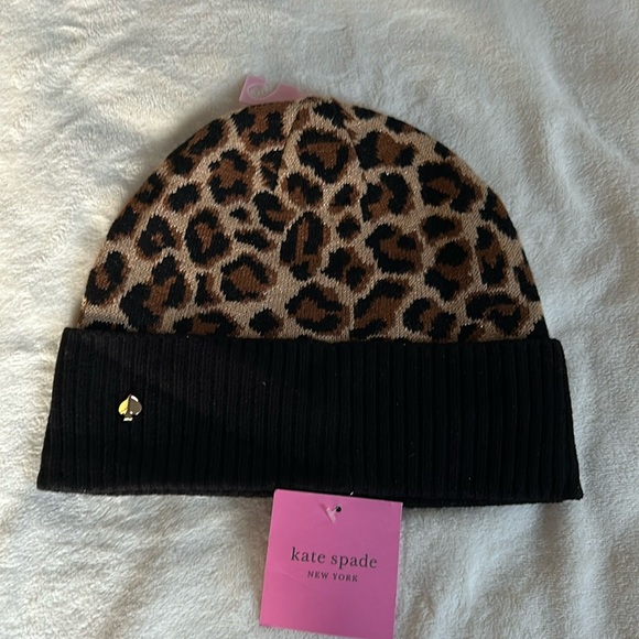 kate spade Accessories - NWT Kate Soade metallic leopard beanie